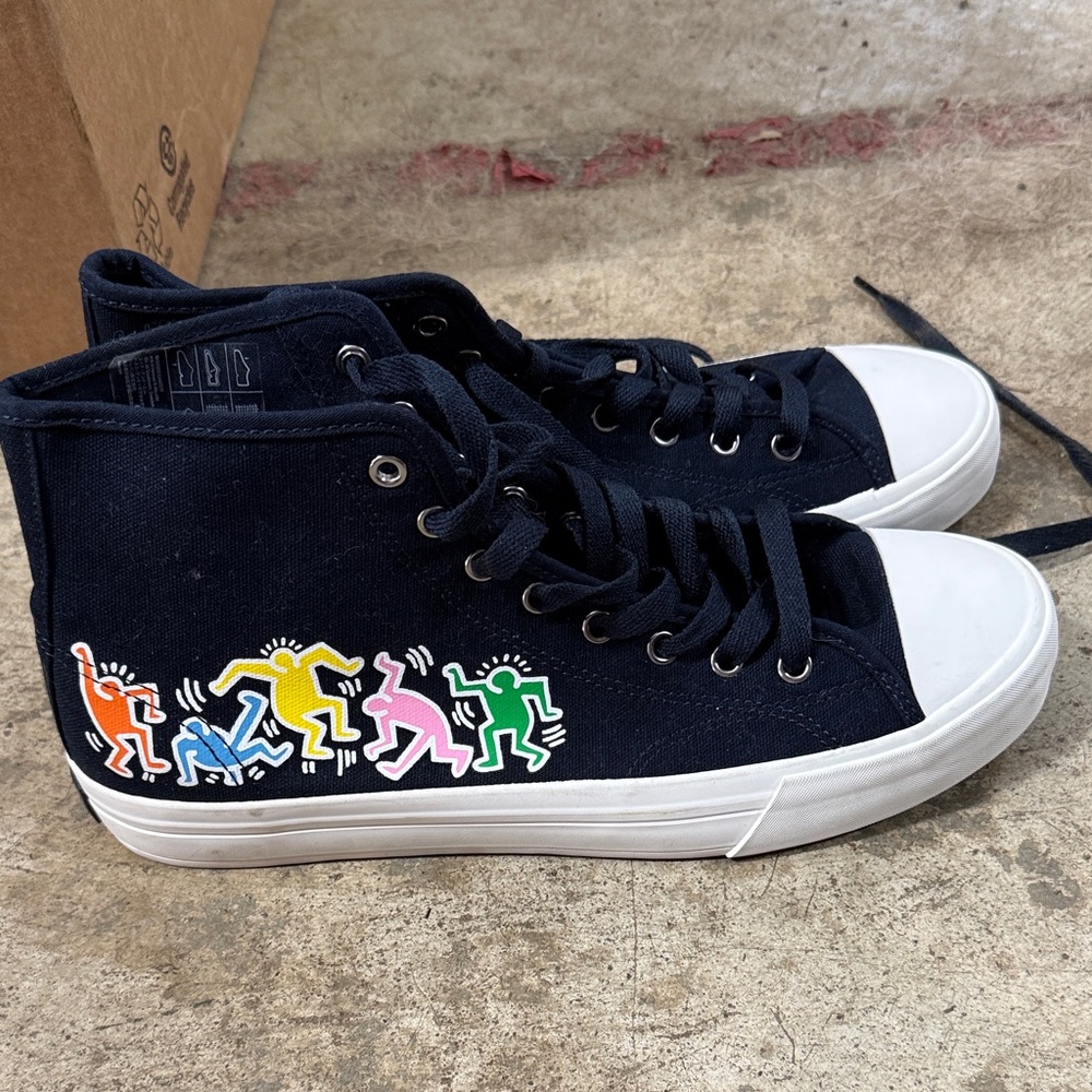 Keith Haring High-Top Sneakers with Iconic Dancing Figures
